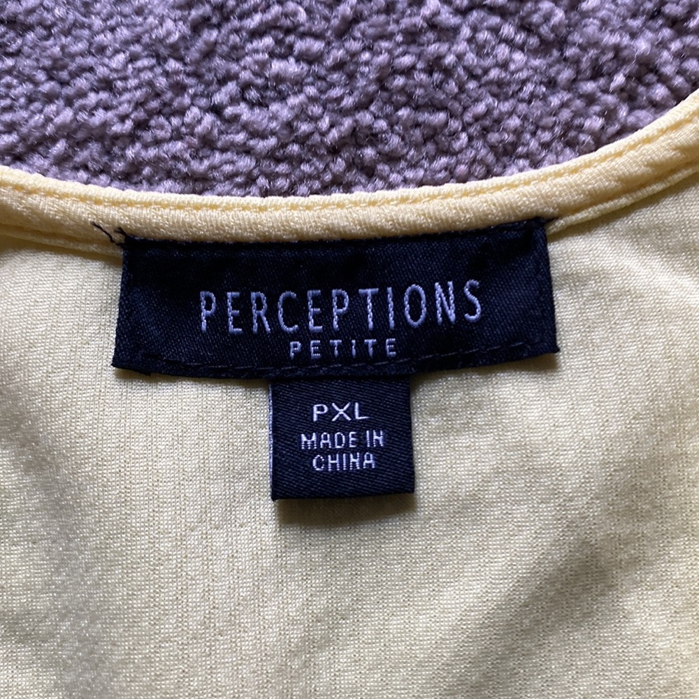 Perceptions Yellow Cropped Blazer Short Sleeve Front Zip Texture Jacket SIZE XLP - Picture 2 of 5